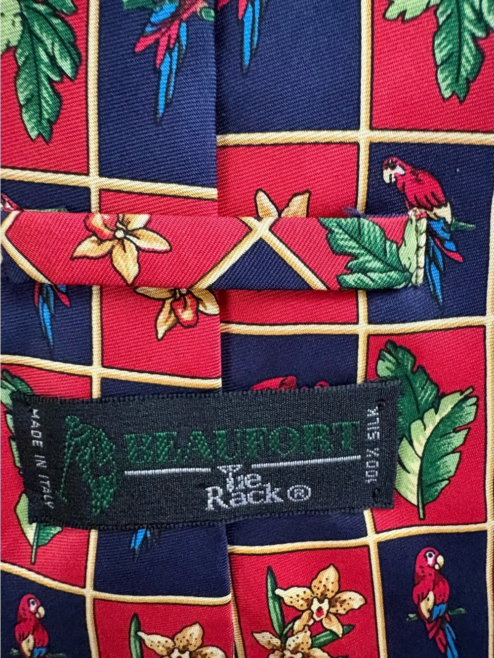 Tropical / Parrot Print Silk Tie/ Made in Italy 🇮🇹
